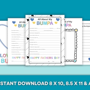 All Over My Bumpa Geschenk zum Vatertag - SOFORTIGER DOWNLOAD - Füllen Sie die leere Vatertagskarte aus - Vatertagsaktivität für Kinder