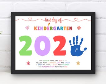 Laatste dag van de kleuterschool handafdruk aandenken, DIY afstuderen kunst (directe download)