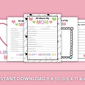 Cadeau imprimable Tout sur ma maman pour la fête des Mères - TÉLÉCHARGEMENT IMMÉDIAT - Carte pour maman - Activité pour la fête des Mères - PDF imprimable