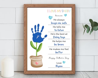 Father's Day Handprint Art, Personalized Gift for Dad (Digital Download)