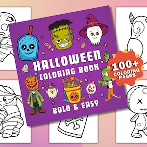 Halloween Coloring Book, Bold and Easy Coloring Pages, 100+ Cute and ...