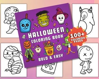 Halloween Coloring Book, Bold and Easy Coloring Pages, 100+ Cute and Cozy Halloween Coloring Pages,  Happy Halloween Gifts, Halloween Gift