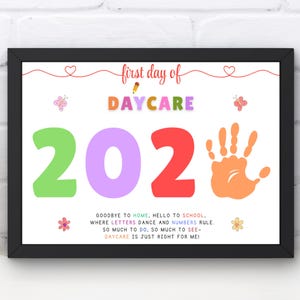First Day of Daycare Handprint Craft Printable, DIY Handprint Art, School Sign Keepsake 2025, First Day of School, Instant Digital Download