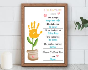 Mother's Day Handprint Art: I Love My Mimi DIY Gift (PDF)