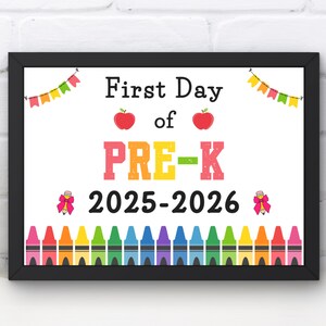 Letrero del primer día de preescolar: accesorio fotográfico y recuerdo (archivo PDF y JPG imprimible)