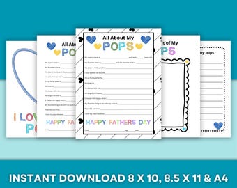 All About My Pops Printable – Father's Day Fill-In Card (Instant Download)