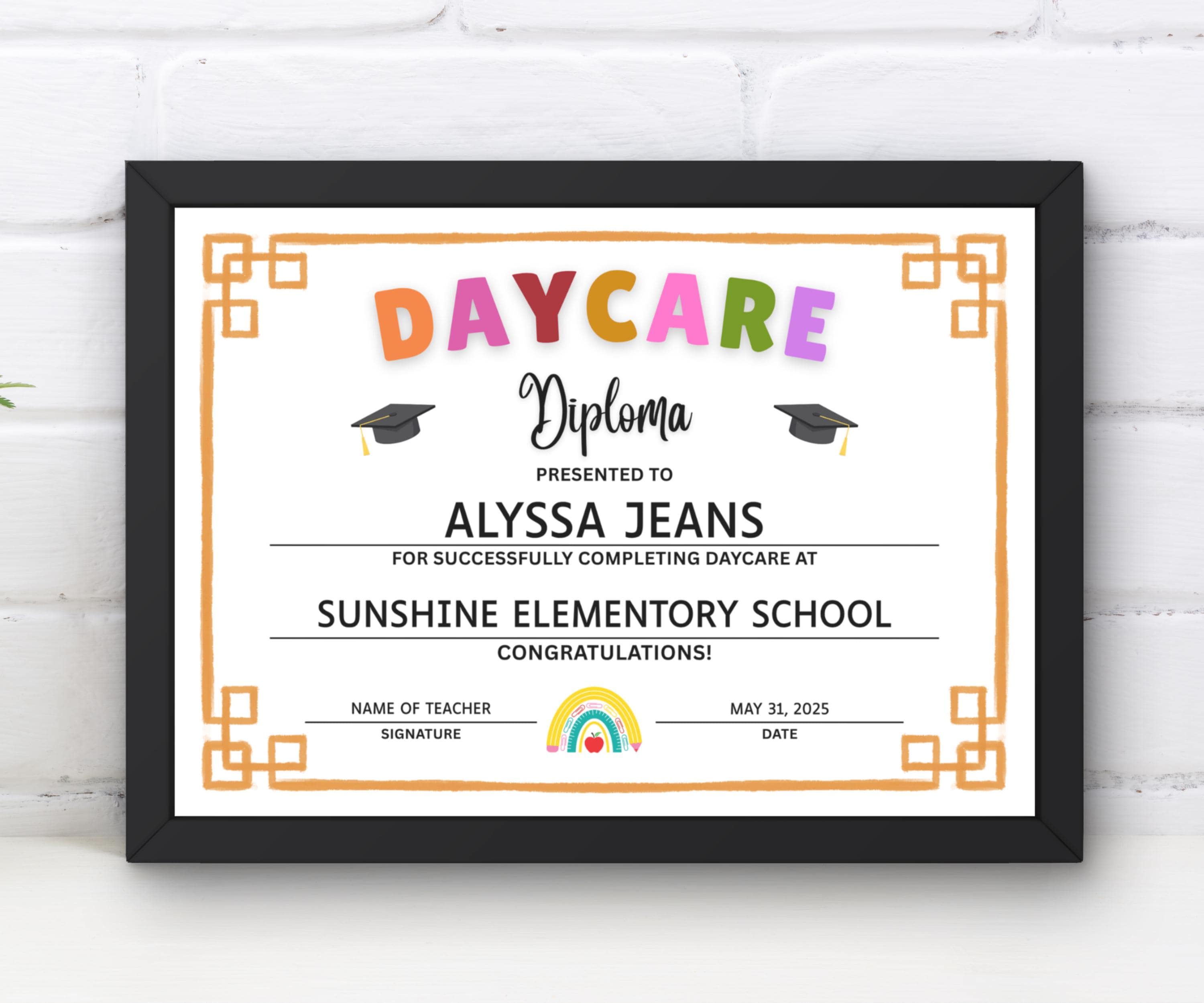 Editable Daycare Graduation Certificate Template: Canva Printable ...