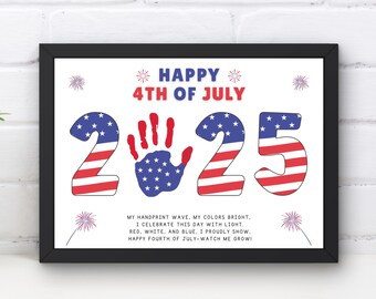 4th of July Handprint Craft: Patriotic Keepsake Art (Digital Download, PDF