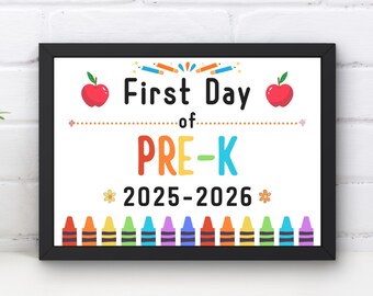 First Day of Pre-K Sign | Back to School Photo Prop (Printable PDF)