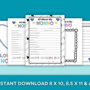 Alles über mein nicht druckbares Vatertagsgeschenk - SOFORTIGER DOWNLOAD - Füllen Sie die leere Vatertagskarte aus - Vatertagsaktivität für Kinder