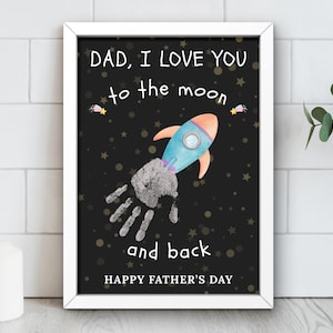 Impression artistique empreinte de main fête des pères, carte souvenir DIY, cadeau fête des pères pour papa, empreinte artistique artistique fête des pères, artisanat imprimable souvenir enfant