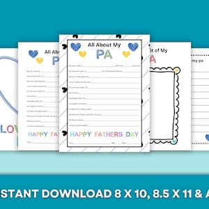 All Over My Pa Vatertagsgeschenk zum Ausdrucken - SOFORTIGER DOWNLOAD - Füllen Sie die leere Vatertagskarte aus - Vatertagsaktivität für Kinder
