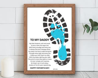 Hammer footprint art, Father's Day Gift, Birthday gift for dad, Footprint art keepsake, baby, toddler, kid craft