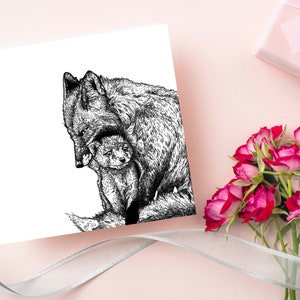 Carte maman renard, carte mère, carte amour pour maman, carte pour maman