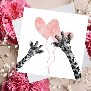 Biglietto d'auguri con giraffa, biglietto d'amore, biglietto per la fidanzata, biglietto per il fidanzato, biglietto di San Valentino