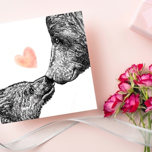 Tarjeta de oso momia, tarjeta de madres, tarjeta de amor para mamá, tarjeta a mamá