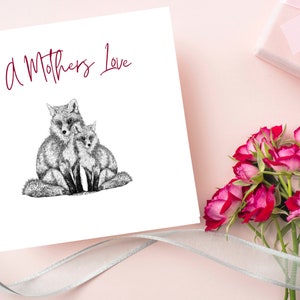 Een liefdeskaart voor moeders, een kaart voor mama Fox, een kaart voor moeders, een liefdeskaart voor moeder, kaart voor moeder