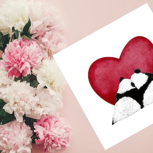 Biglietto d'auguri "Panda innamorati", biglietto per marito, biglietto per moglie, fidanzata, fidanzato, partner, biglietto di San Valentino