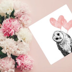 Cartão de amor com coruja, cartão de Dia dos Namorados, cartão para marido, cartão para esposa, namorada, namorado, parceiro, cartão para amante de pássaros