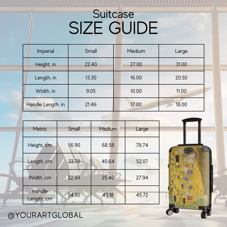 THE KISS Cabin Suitcase, SIZES S/M/L, Carry on Hardside Spinner Luggage