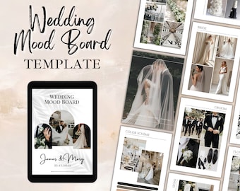 Classy Wedding Mood Board Template | Digital Wedding Planner Template | Wedding Vision Board | Bride Planner | Editable Canva Template |