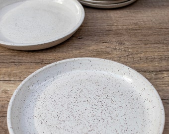 White Speckled Ceramic Plate