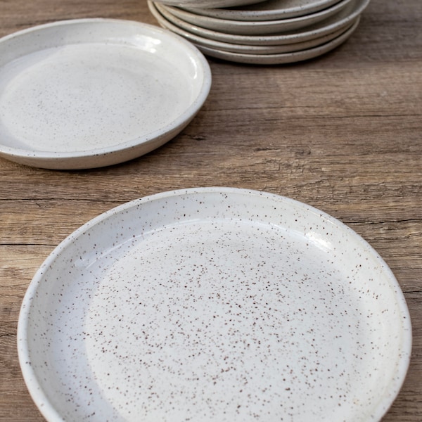 White Speckled Ceramic Plate