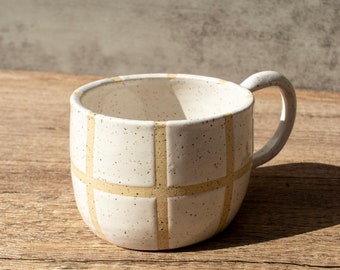 Grid Ceramic Mug, Rounded