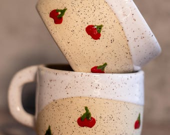 White Speckled Cherry Espresso Cup