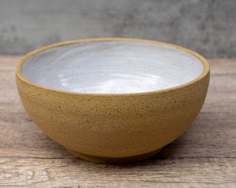 Raw and White Speckled Ceramic Serving Bowl