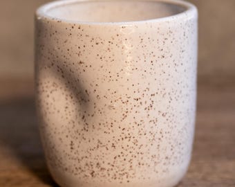 White Speckled Ceramic Thumb Tumbler
