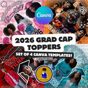 Modelli per toppe di laurea della classe del 2026 / Progetti modificabili Canva Pro / Download immediato