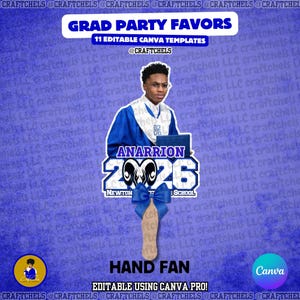 Blue Graduation Party Favor Canva Template Bundle | 11 Editable Templates | Chip Bag, Juice Pouch, Candy Wrapper, Gift Bag image 4