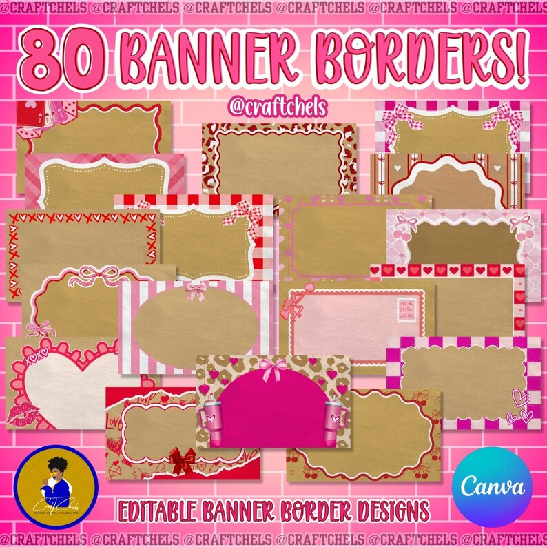 Valentine’s Day Banner Borders | Set of 80 Editable Border Designs ...