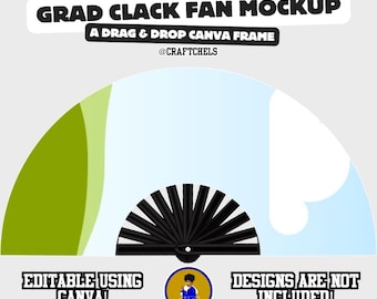 Mockup Grad Clack-fan | Afstuderen Clack Fans Canva Mockup | Bewerkbaar Grad Clack-fanmodel | Aangepast afstuderen Clack-fanmodel