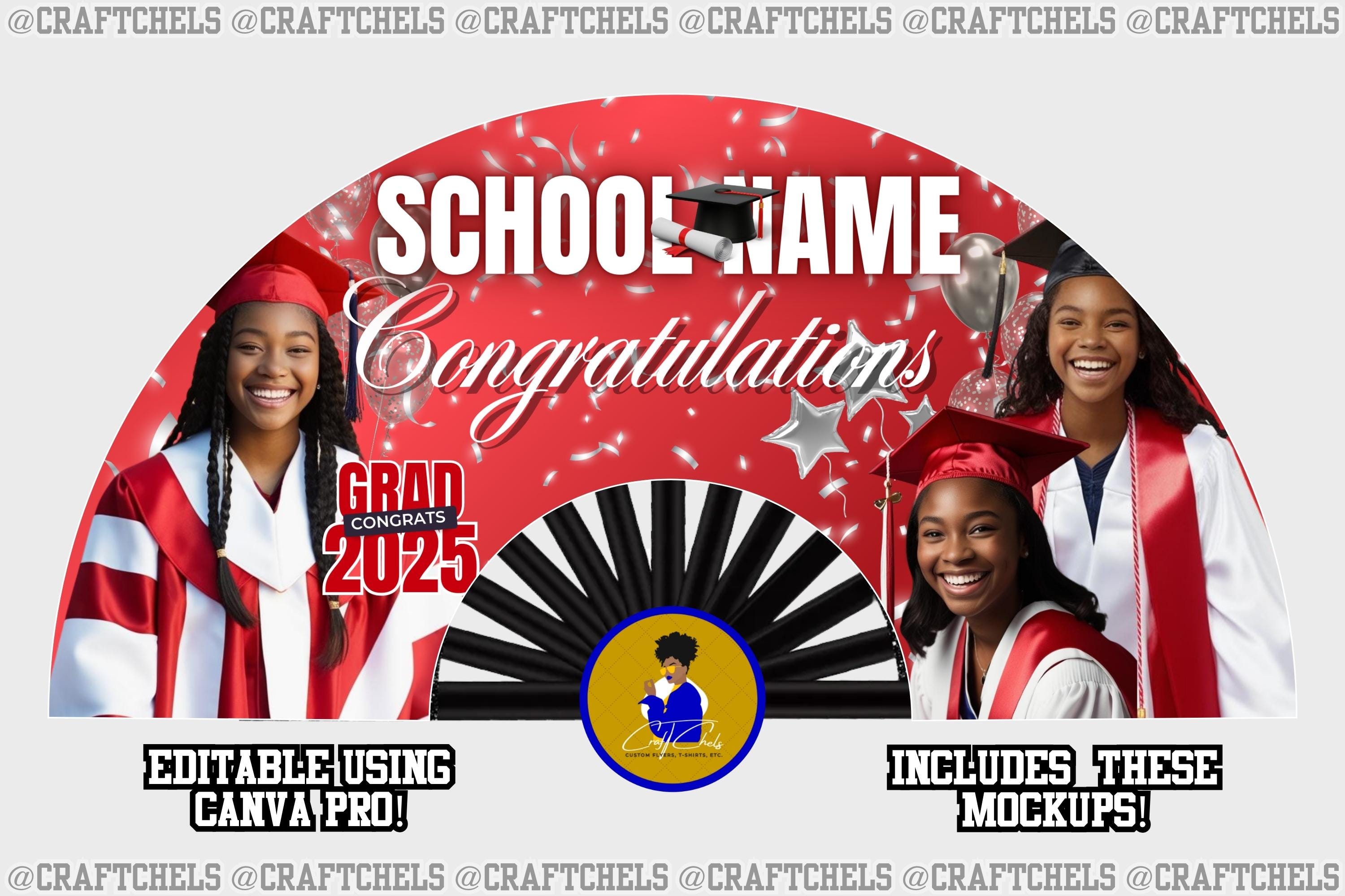 Graduation Clacking Fan Grad Clack Fan Template | Graduation Fans Canva Template – Set of 5 ...