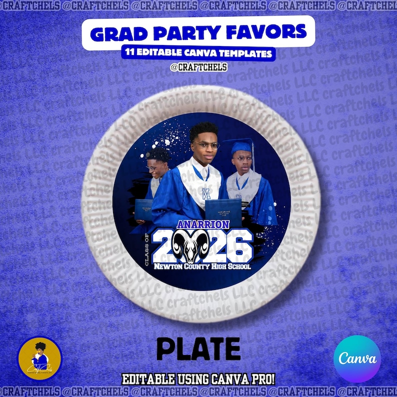 Blue Graduation Party Favor Canva Template Bundle | 11 Editable Templates | Chip Bag, Juice Pouch, Candy Wrapper, Gift Bag image 5
