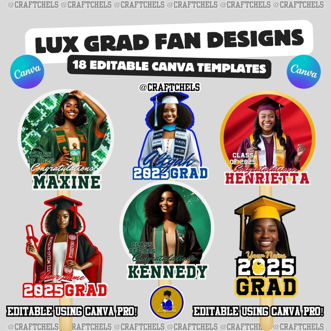 Grad Fan Template Bundle | Graduation Fan Canva Template – Set of 18 ...