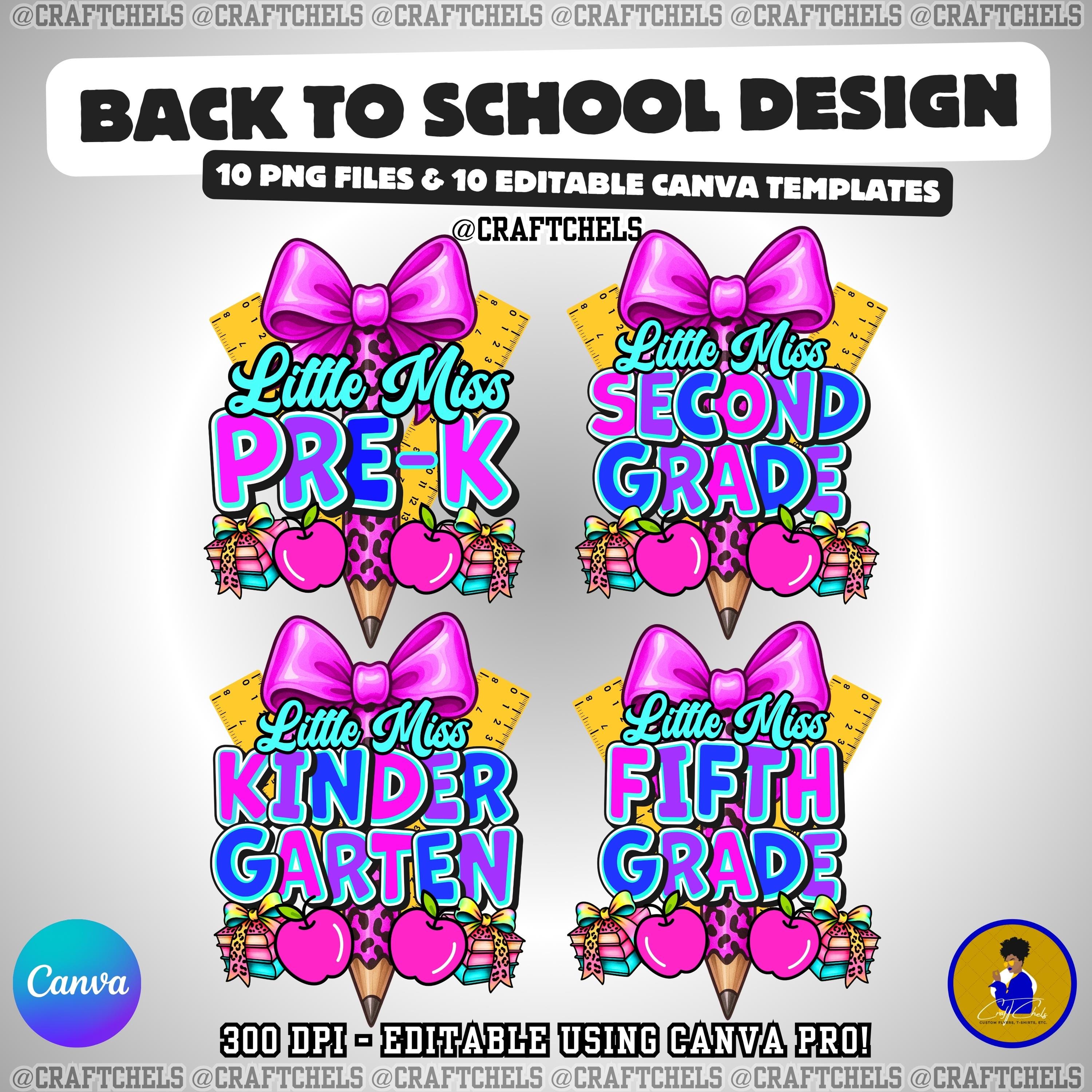 Back to School PNG Design for Girls Bundle | Little Miss Tshirt Design ...