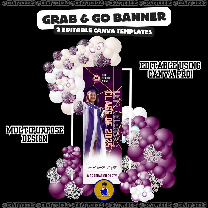 Grad Banner Template | Luxury Graduation Grab and Go Banner – Canva ...