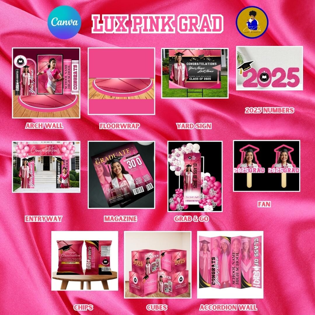 Lux Pink Grad Canva Templates | Grad Archway/entryway | Graduation ...
