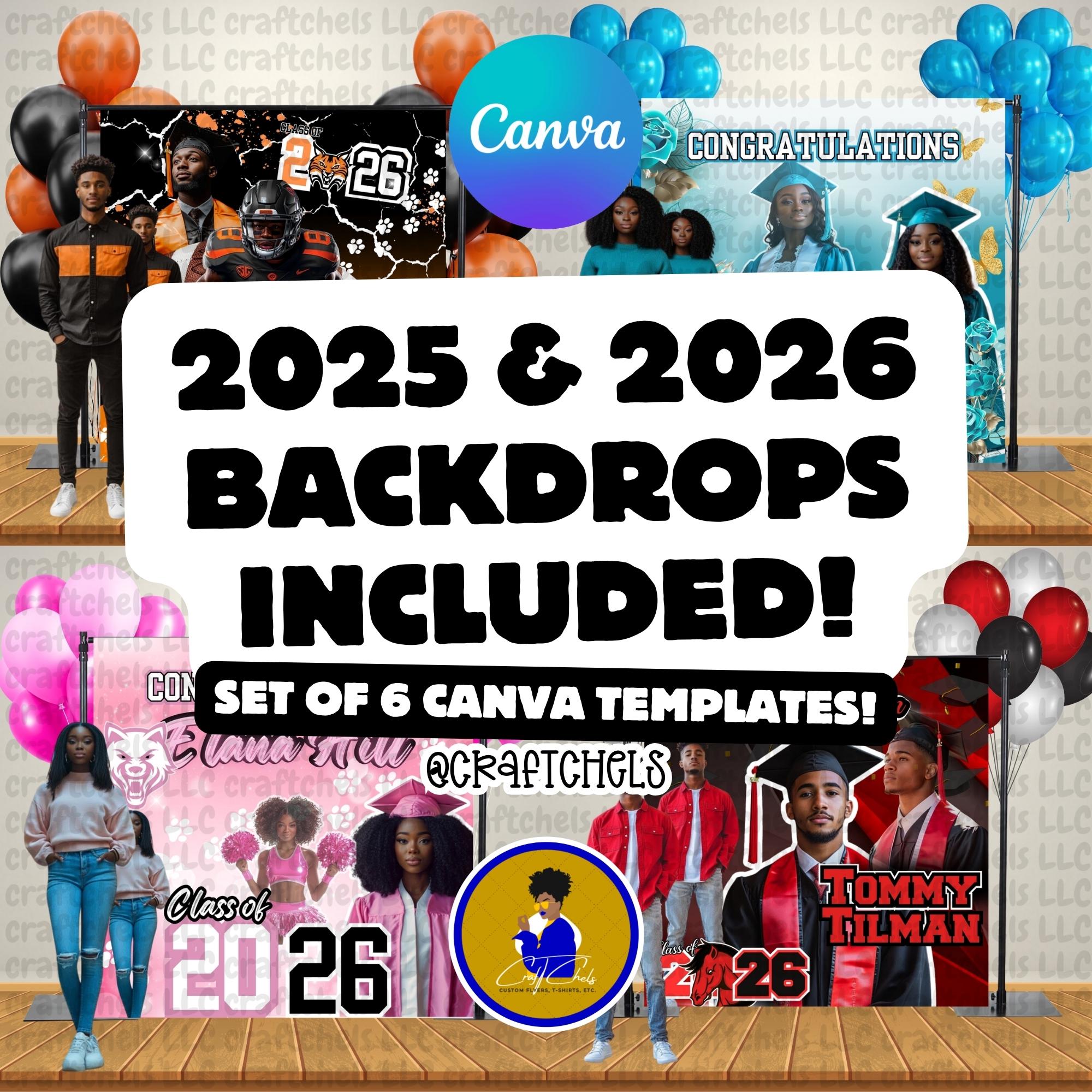 Graduation Backdrop Canva Templates | Class of 2026 Backdrops ...