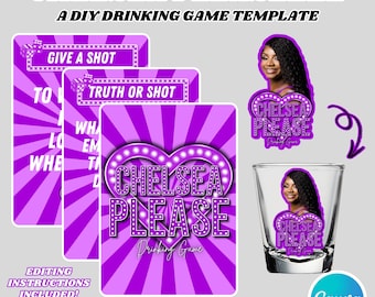 Chelsea Please Card Game | DIY Drinking Game Template | DIY Custom Drinking Party Game | Fully Editable Canva Template | Purple