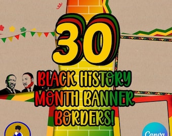 Bannerranden Black History Month | Set van 30+ bewerkbare bannerrandontwerpsjablonen | Banner 60 x 36 inch | Canva Pro | Digitale download