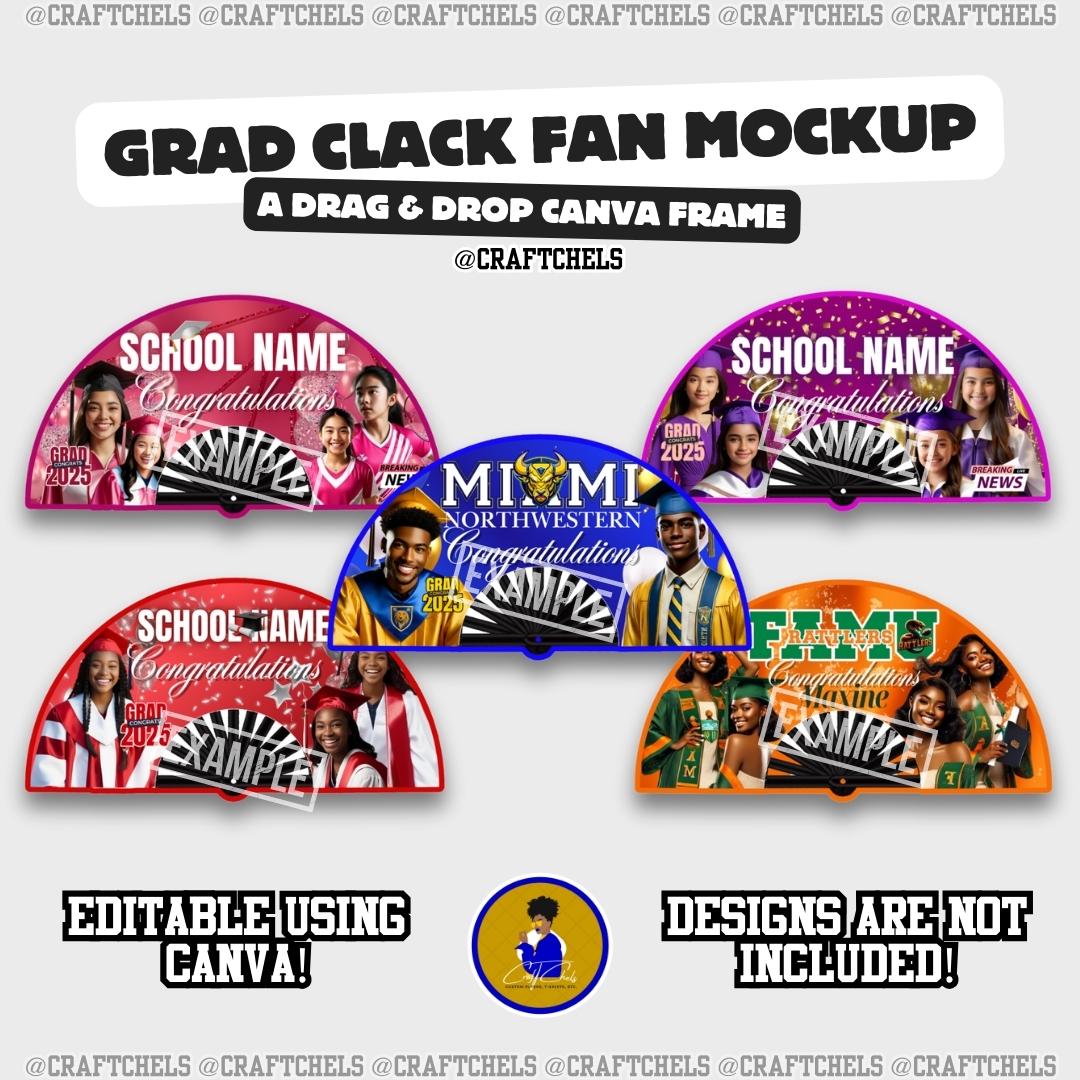 Graduation Clacking Fan Grad Clack Fan Mockup | Graduation Clack Fans Canva Mockup | Editable ...