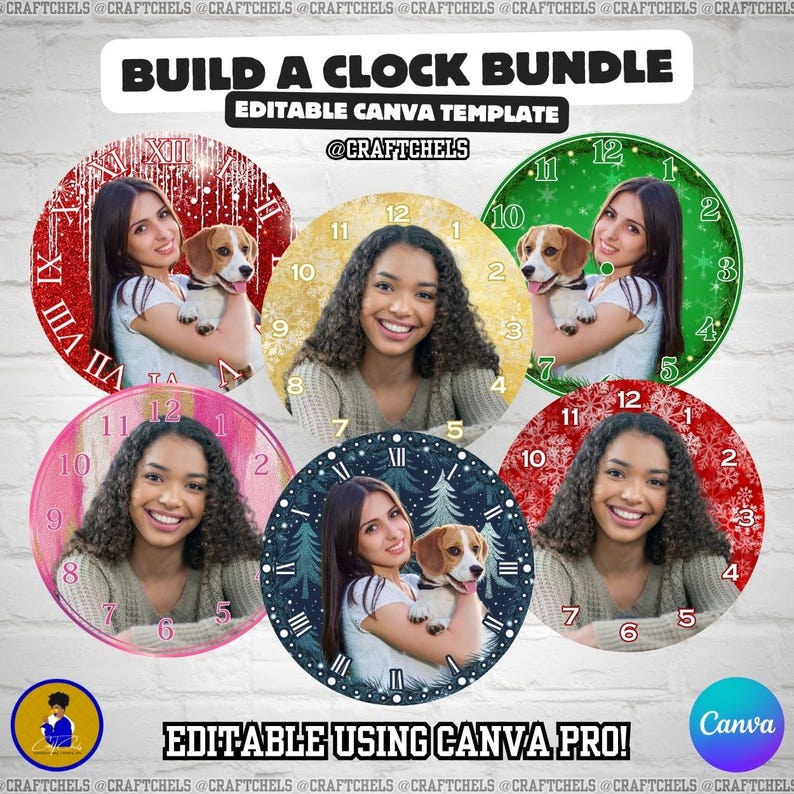 Build A Clock Canva Template | Custom Clock Design Kit | Premade Clock ...