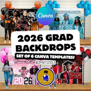Sfondi per la laurea su Canva / Sfondi per la classe del 2026 / Pacchetto di sfondi per la laurea / 6 sfondi per la laurea modificabili / Festa di laurea su Canva