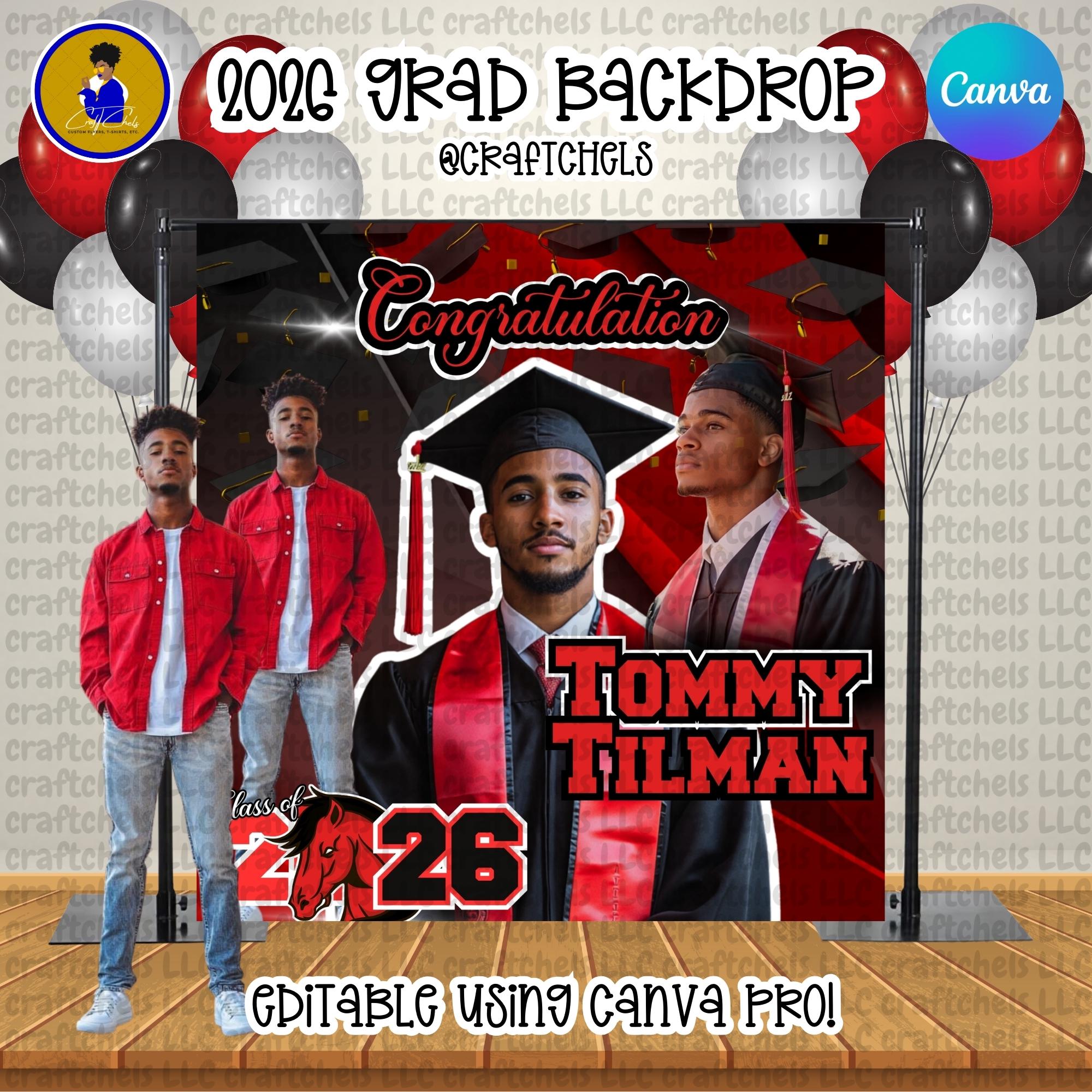 Graduation Backdrop Canva Templates | Class of 2026 Backdrops ...
