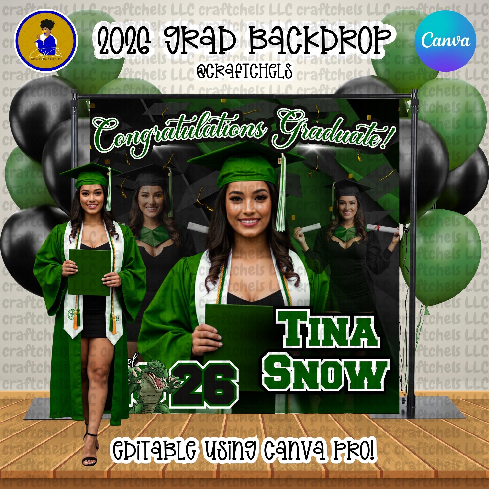 Graduation Backdrop Canva Templates | Class of 2026 Backdrops ...