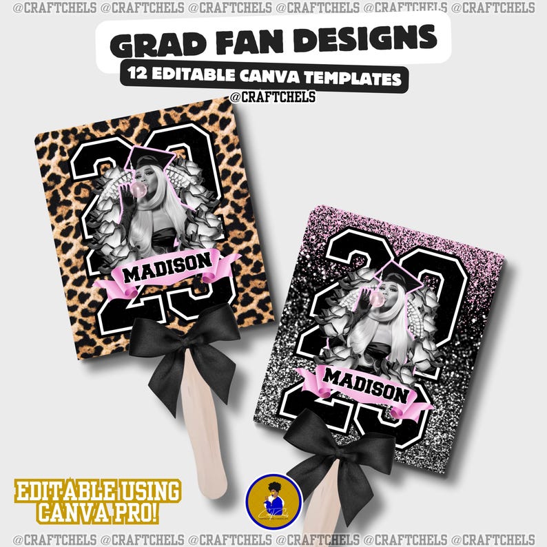 Grad Fan Template Bundle | Graduation Fans Canva Template – Set of 12 ...